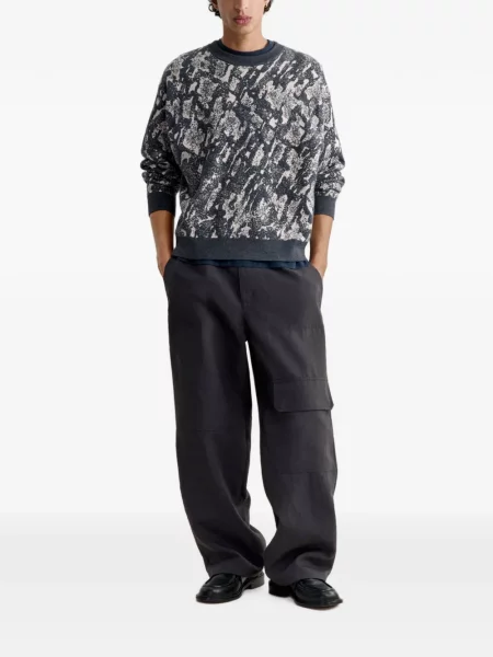 Pulover Maison Kitsune din jacard gri