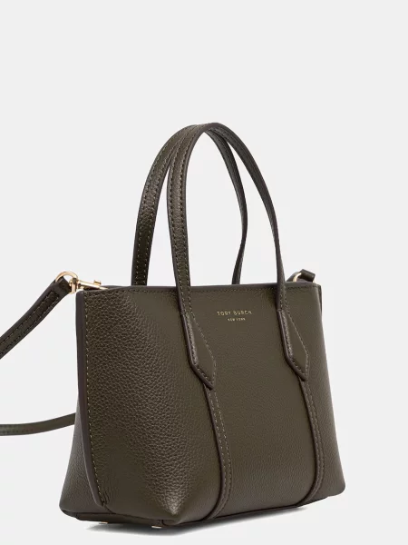 Geantă shopper Tory Burch din piele verde