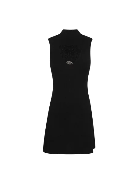 Krótka sukienka mini Diesel z wysokim kołnierzem wełniana czarna