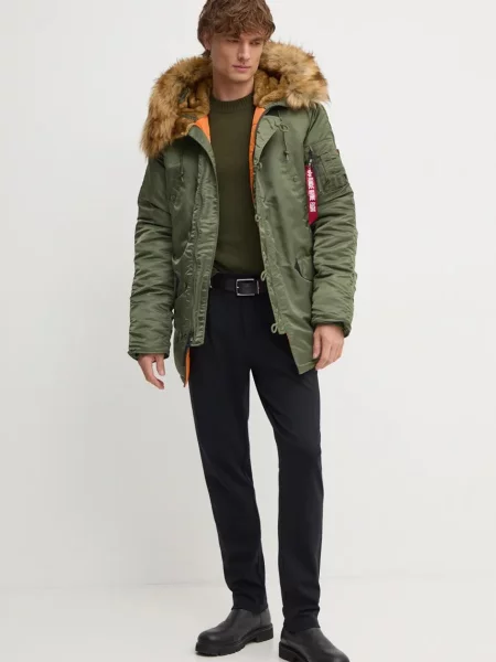 ALPHA INDUSTRIES Zimná parka VF olivová / oranžová zelená