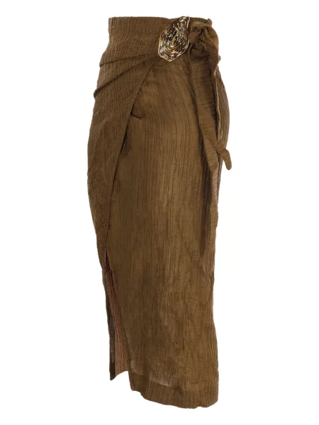 Spódnica midi Hamoulet do kolan z rozcieciem kopertowa zielona