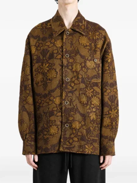Geacă Uma Wang cu model floral din jacard maro