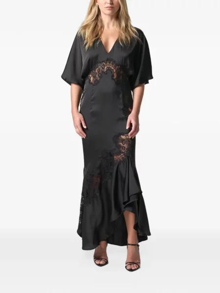 Rochie maxi Jbq cu volane din dantelă negru