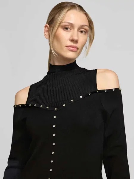 Sukienka mini z mieszanka model Abito Maglia Corto' Liu Jo White czarna