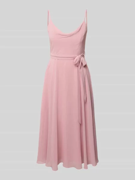 Sukienka koktajlowa o długości do kolan z wiązanym paskiem Jake*s Cocktail różowa