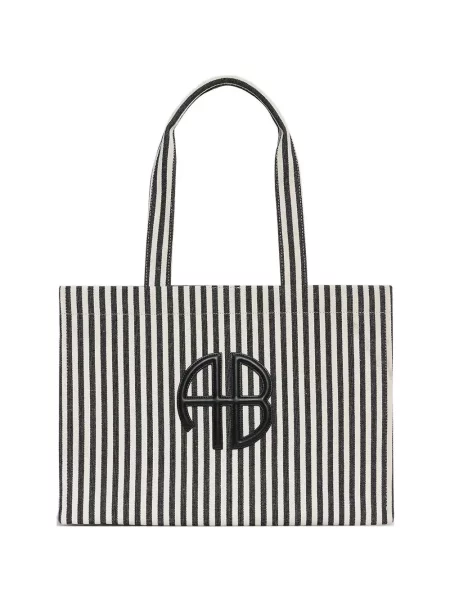 Geantă shopper Anine Bing cu dungi alb