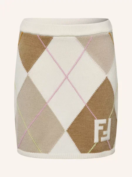 Fendi Pletená Sukně krémová / světle hnědá / světle fialová