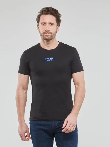 Csíkos átlátszó póló Calvin Klein Jeans fekete