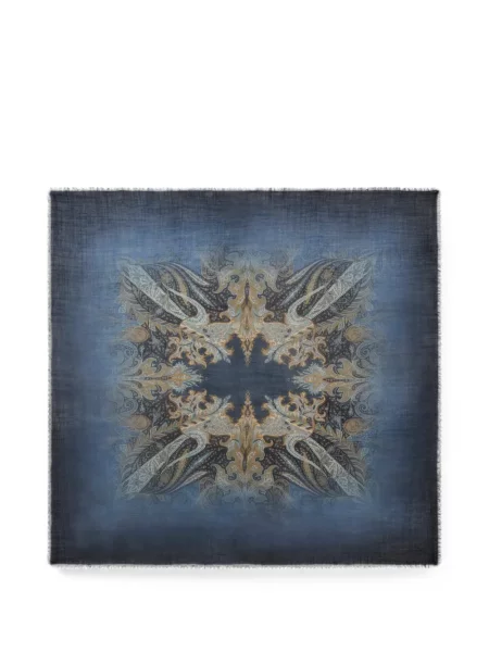 Fular Etro cu imagine cu model paisley albastru