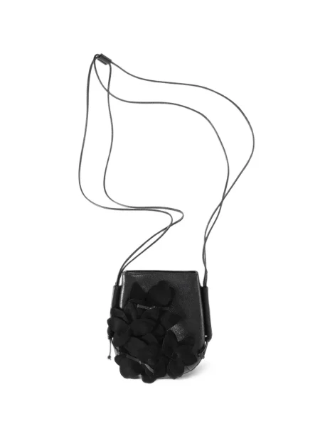 Geantă Hereu din piele cu model floral negru