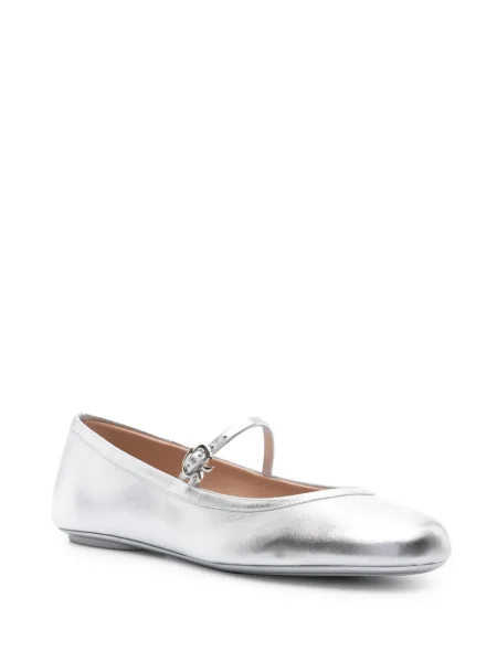Balerini Gianvito Rossi din piele argintiu