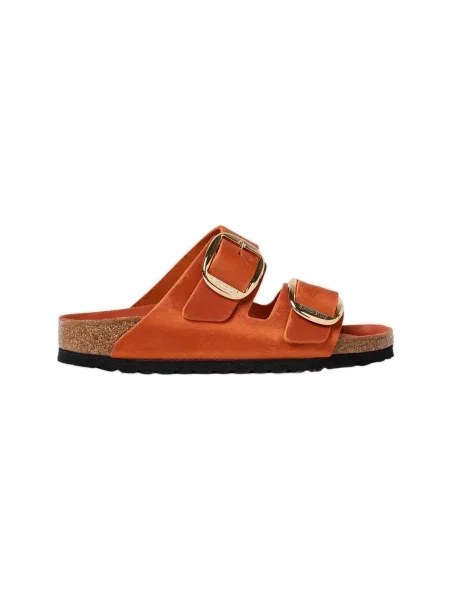 Birkenstock šľapky dámske kožené na plochom oranžová