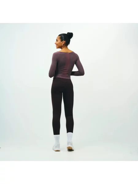 Legginsy sportowe Domyos Pilates brązowe