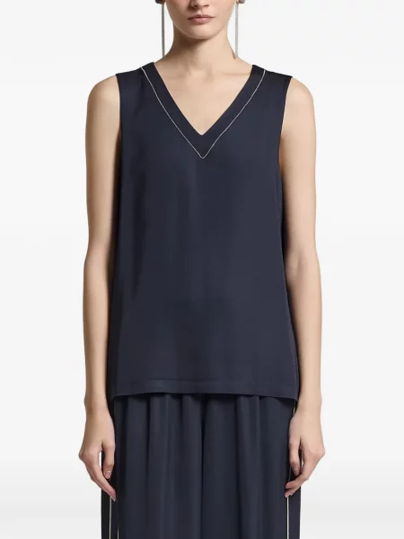 Top Peserico fără mâneci cu decolteu în V albastru