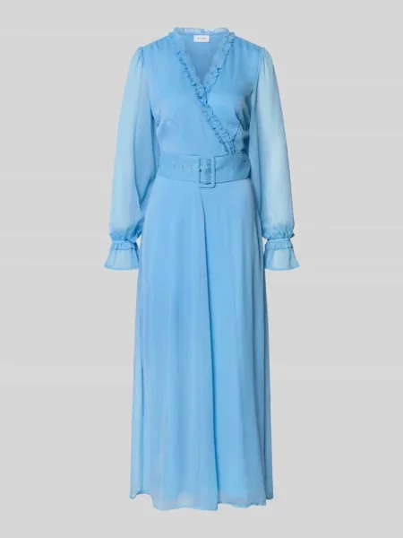 Długa sukienka z paskiem i falbanami model EMMA' Vila