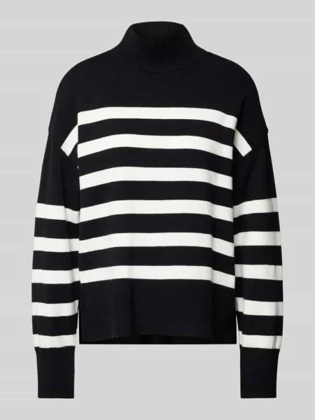 Sweter z dzianiny o luźnym kroju ze stójką model ‘BARIA’ Only czarny