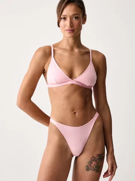 Juicy Couture tangá dámske s elastanom DEMI FEMME COTTON SCALLOPED THONG ružová