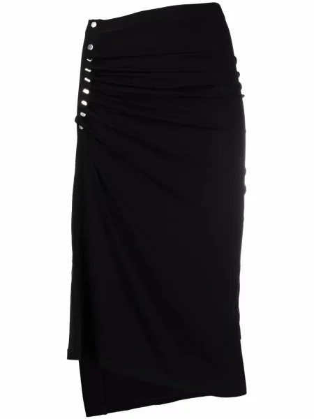 Fustă midi Paco Rabanne asimetrică negru