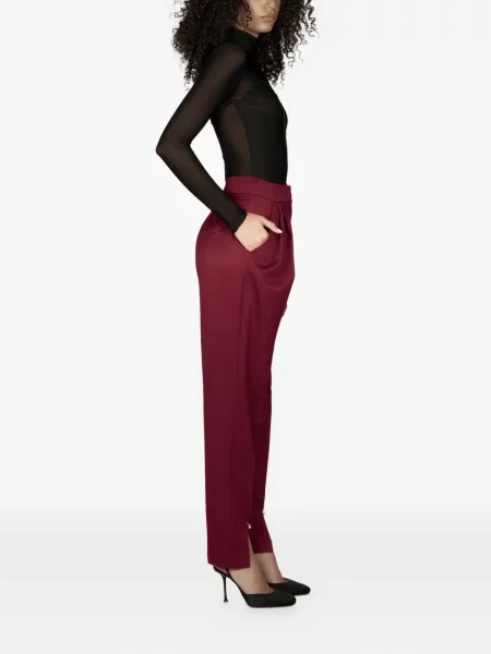 Plisirane hlače Mia Peculiar sa perlicama crvena