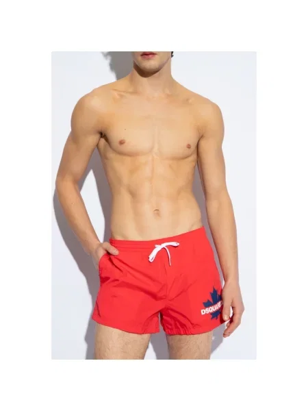 Kąpielówki Dsquared2 z logo czerwone