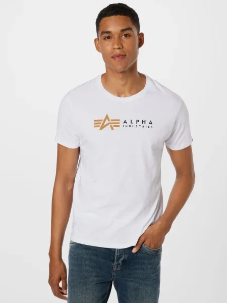 ALPHA INDUSTRIES Tricou / negru / maro coniac alb