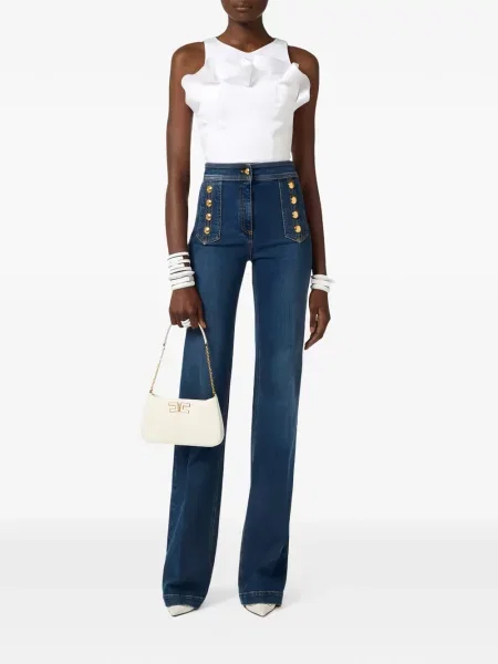 Top Elisabetta Franchi cu decolteu rotund alb