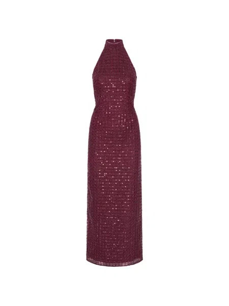 Rochie maxi Rotate Birger Christensen cu mărgele roșu