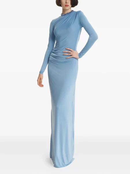 Rochie maxi 2310 Studio cu volane albastru