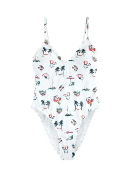 Next Enodelne kopalke temno zelena / korala / rdeča bela