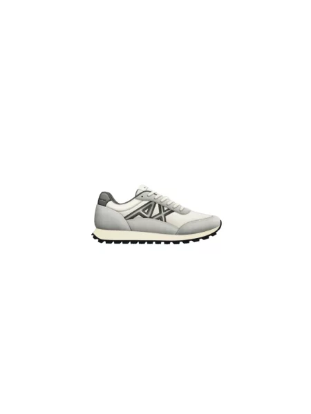 Sneakersy Armani Exchange skórzane z logo szare