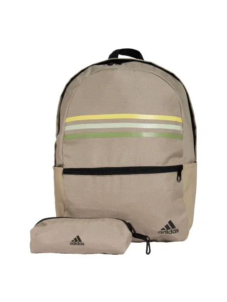 Geantă Adidas clasică cu dungi maro