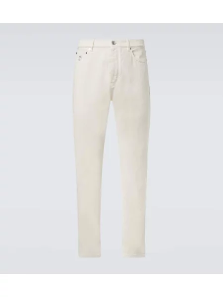 Ravne kavbojke Brunello Cucinelli bela