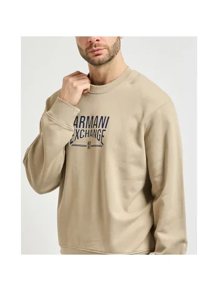 Armani Exchange bluza z bawełną beżowa