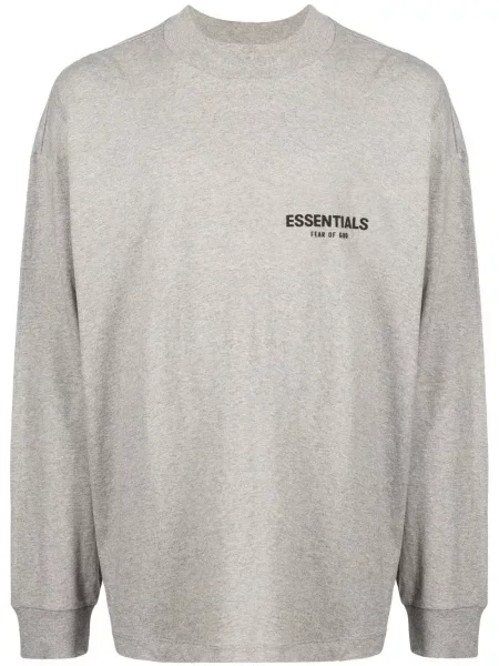 Lung tricou Fear Of God Essentials cu imagine gri