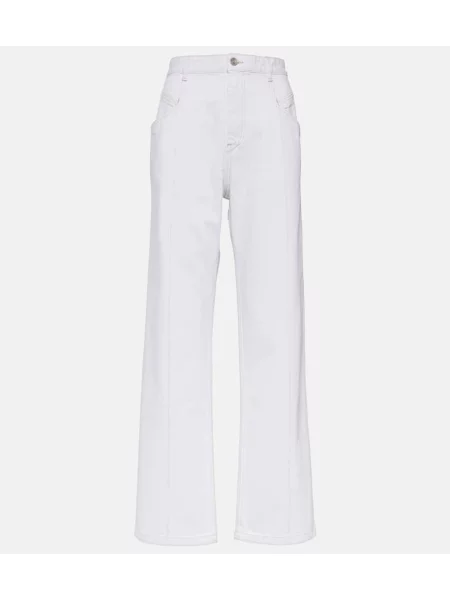Blugi boyfriend Isabel Marant cu talie înaltă alb
