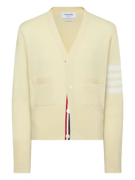 Cardigan Thom Browne cu dungi galben