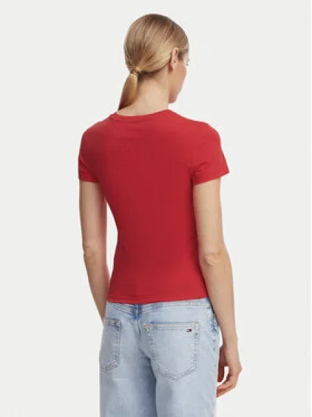 Tommy Jeans Tričko červená / čierna biela