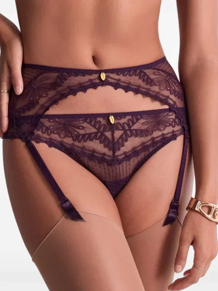 Cu centură curea Aubade din dantelă violet
