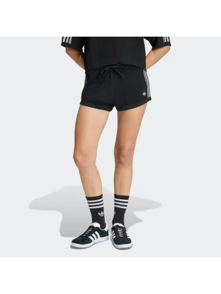 Adidas Σορτς υφασμάτινο Knitted Crochet Μαύρο λευκό