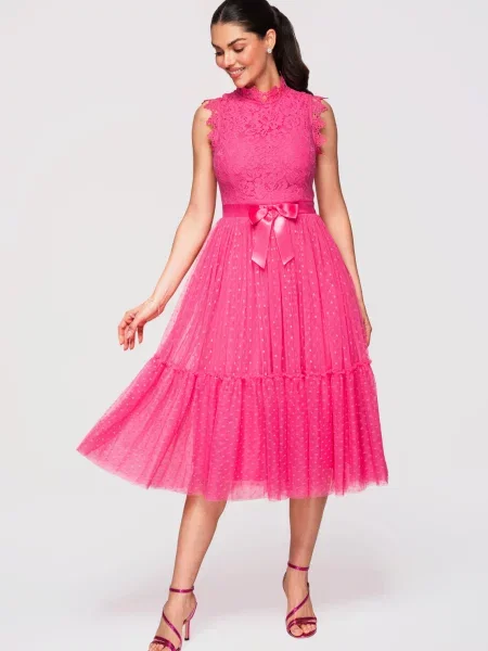 Rochie midi Edoti din dantelă