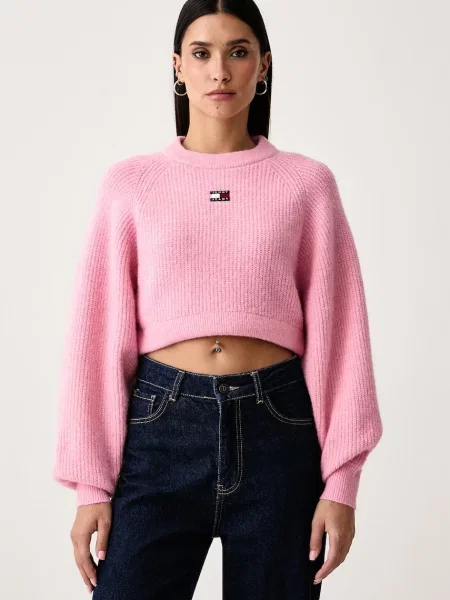 Tommy Jeans pulover pentru femei cu amestec de lână roz