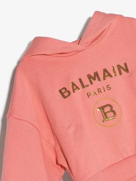 Bluza z kapturem dziecięca Balmain różowa