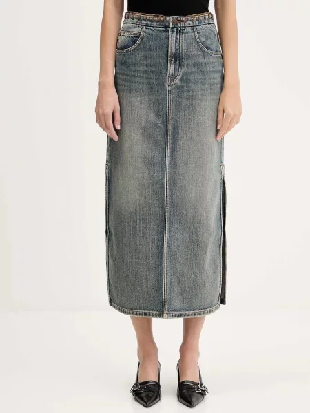 Miss Sixty fustă jeans maxi drept albastru