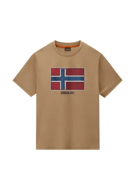 NAPAPIJRI Tricou FLAG TIKI bleumarin / maro deschis / roșu intens alb