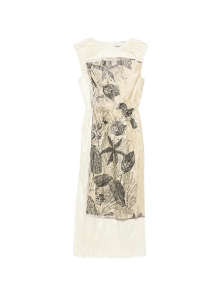 Rochie midi Tela cu model floral cu imagine până la genunchi