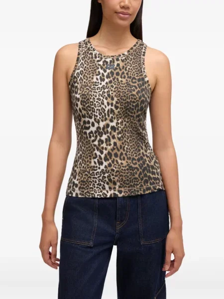 Top Ganni cu imagine cu model leopard maro