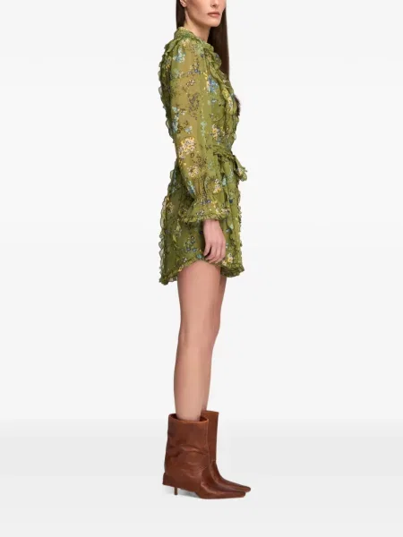 Rochie mini Cinq A Sept cu model floral cu imagine verde