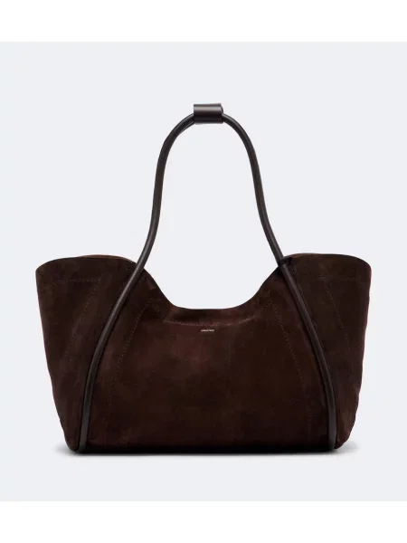 Geantă Max Mara din piele de căprioară maro