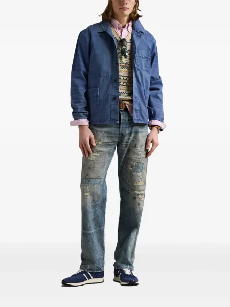 Tricou Polo Ralph Lauren din piele cu broderie în carouri maro