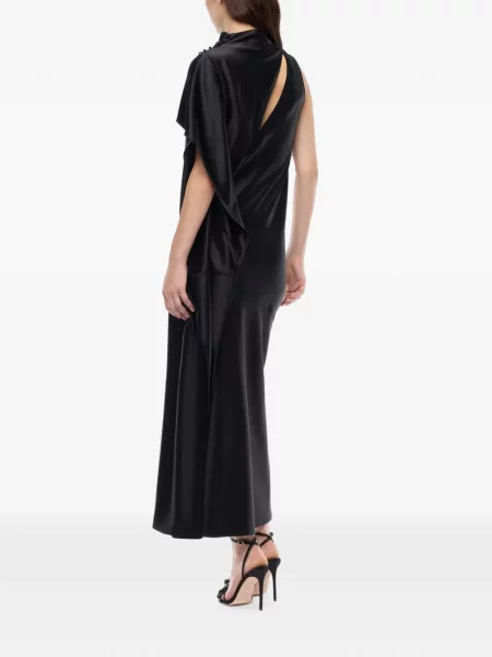 Lung rochie Pinko din satin cu un umăr gol negru